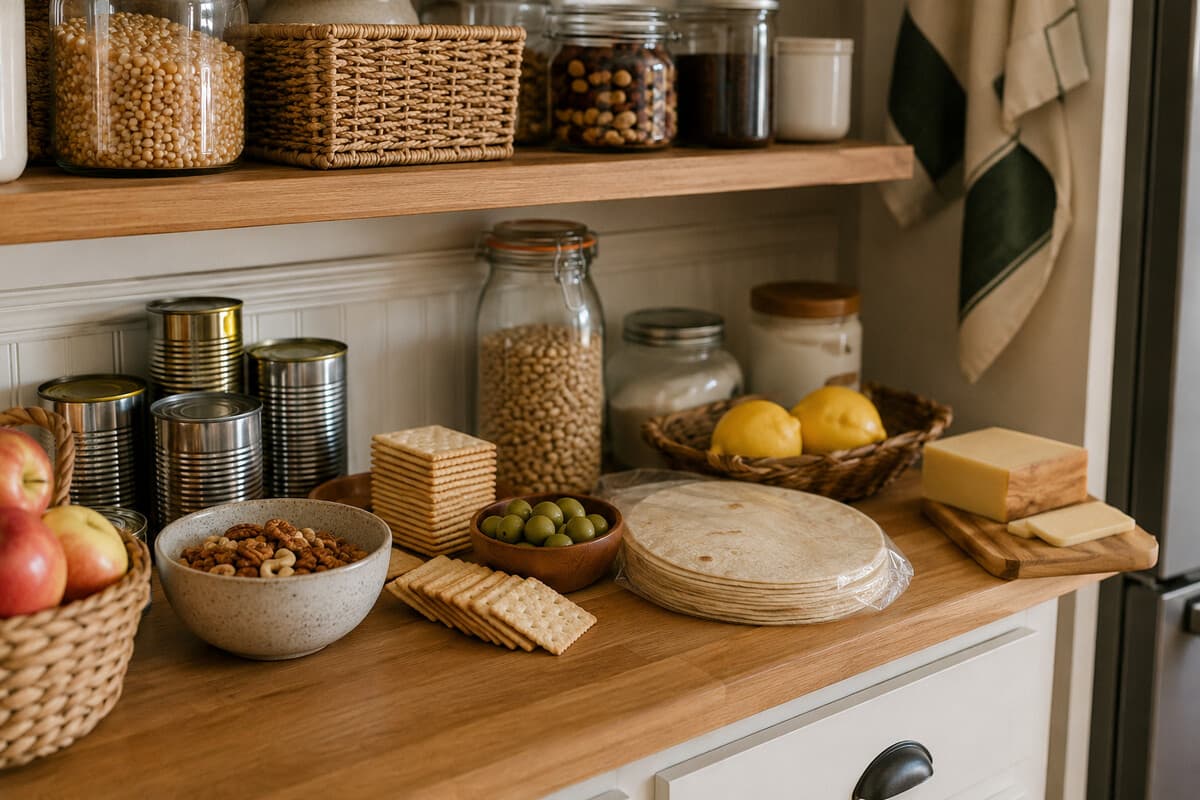 Normal pantry and refrigerator staples that can become quick appetizers for unexpected guests