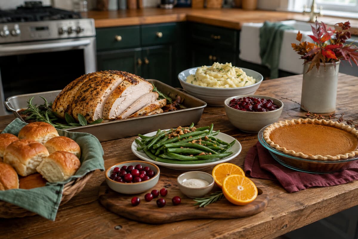 A modest complete Thanksgiving menu planned for a first-time host