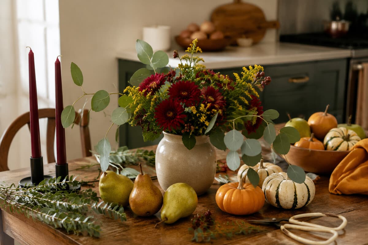 A simple Thanksgiving place setting using everyday dishes