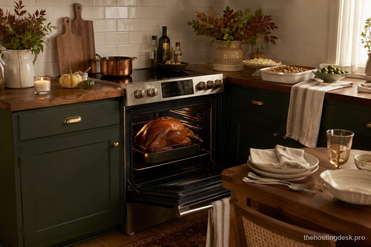 A home kitchen keeping the oven clear for Thanksgiving cooking