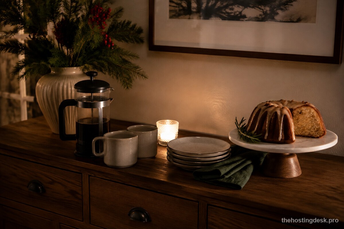 A simple dessert and coffee station for after a relaxed dinner party