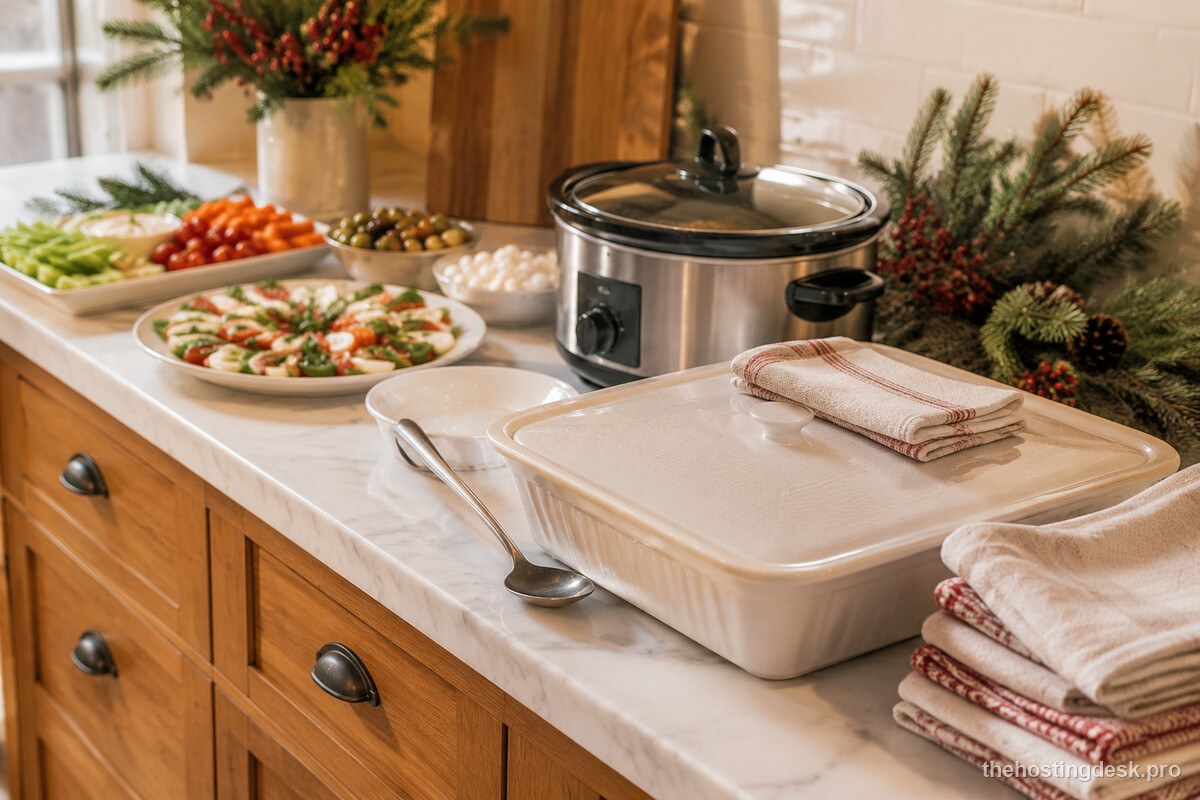 A simple hot-holding setup for Christmas party food