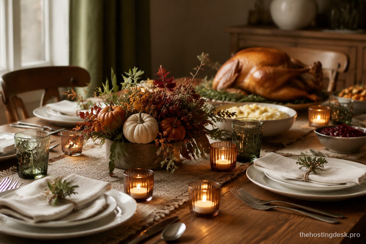 Covered Thanksgiving sides stored ahead in a home refrigerator