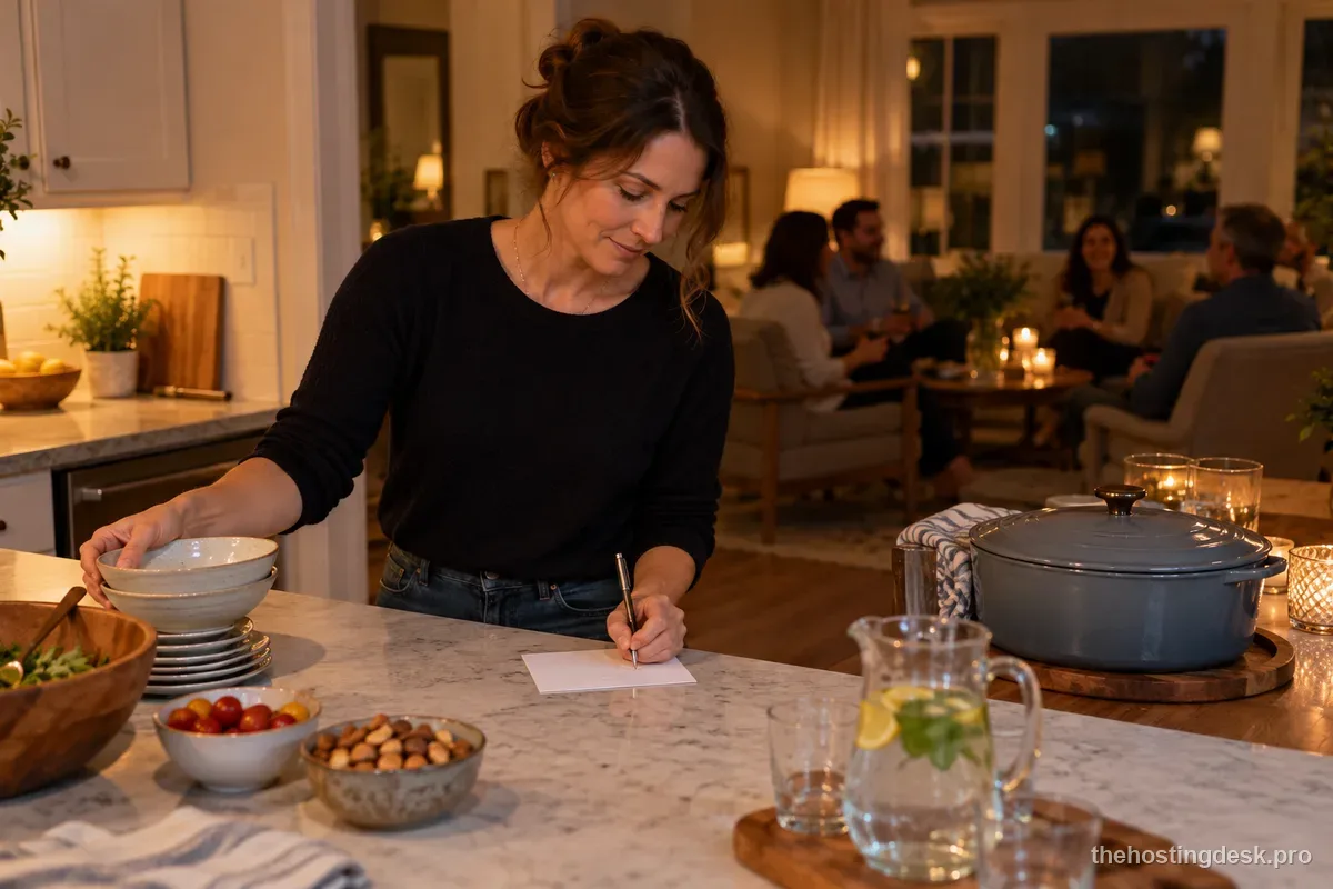 A small ready-to-serve snack board set out as a dinner party buffer