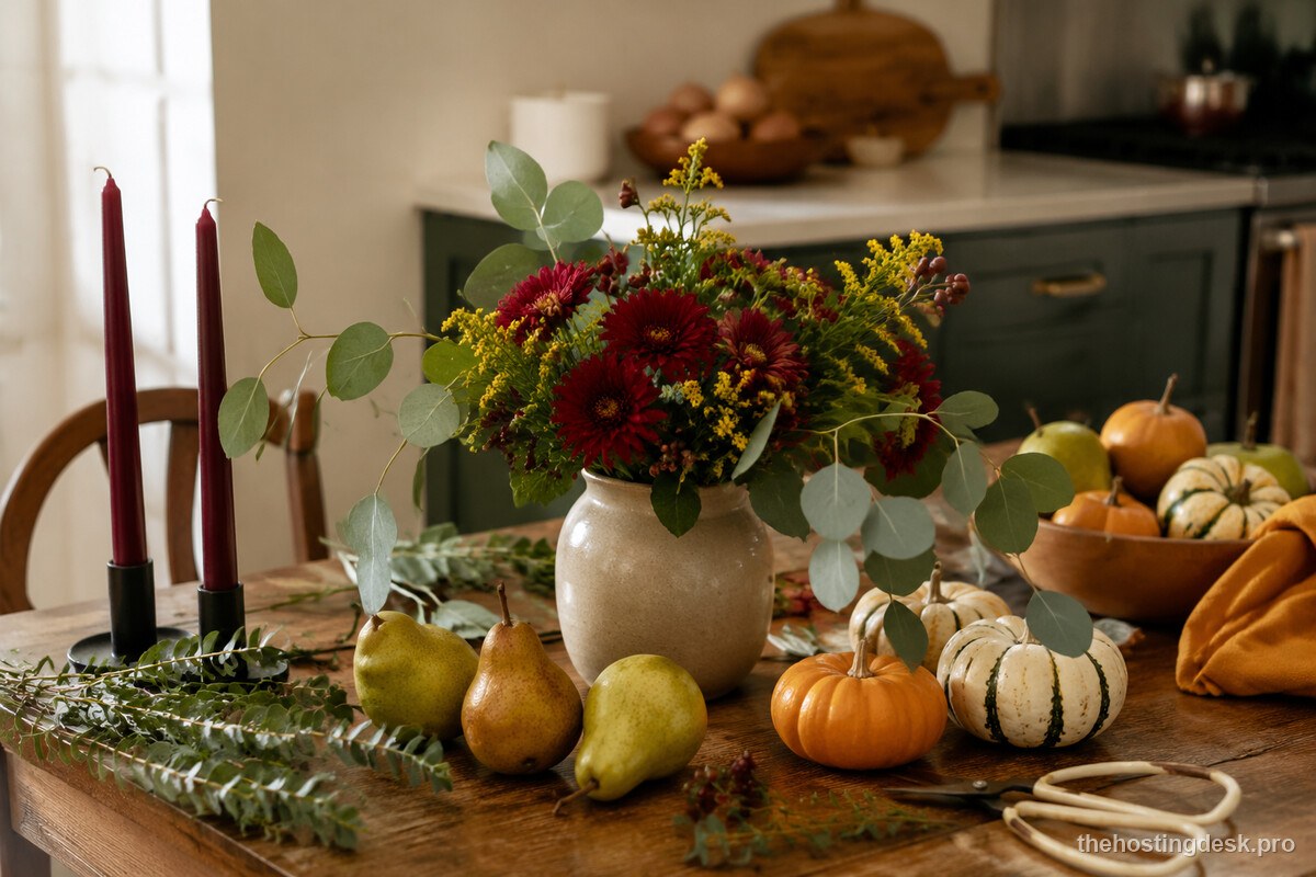 A simple Thanksgiving place setting using everyday dishes